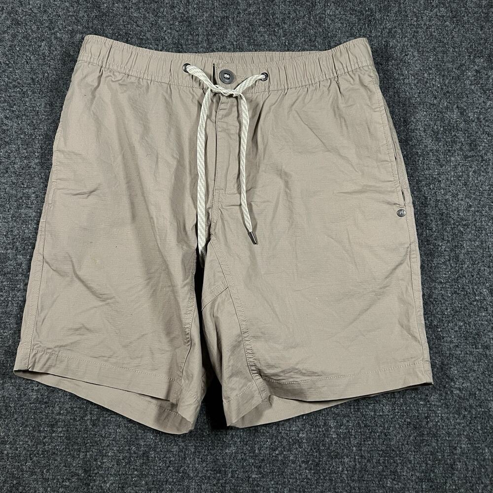 Vuori Ripstop Beige Zip Pocket Shorts Men's Large Athletic Workout Performance